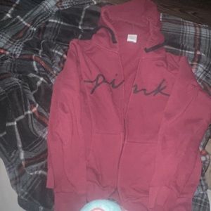 maroon PINK Victoria secret zip up jacket . size Medium